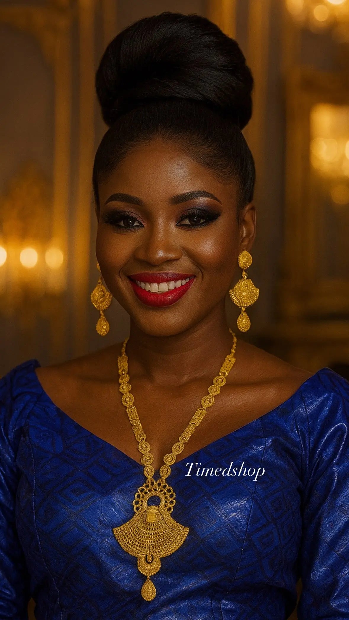 Parure Fania – Collier et boucles d’oreilles plaqué or