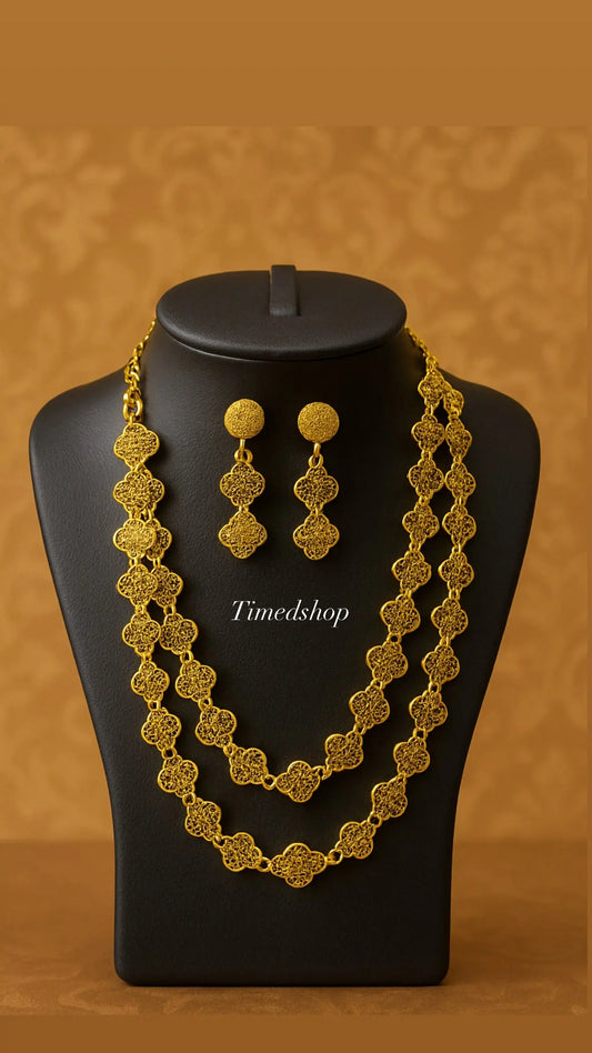 Parure Plaque or - Double rangée