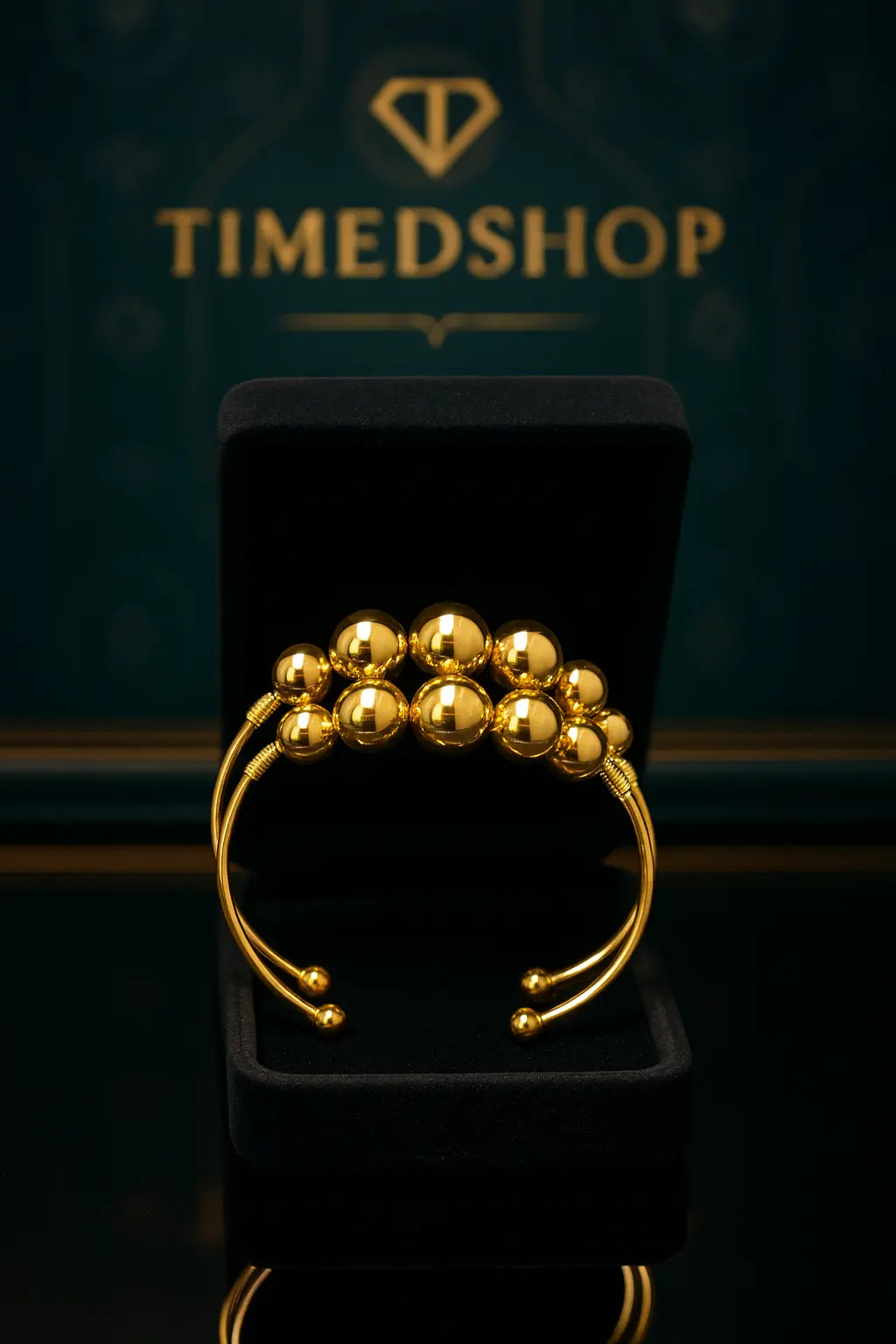 Bracelet Jonc Boules Dorées – Plaqué Or – Timedshop