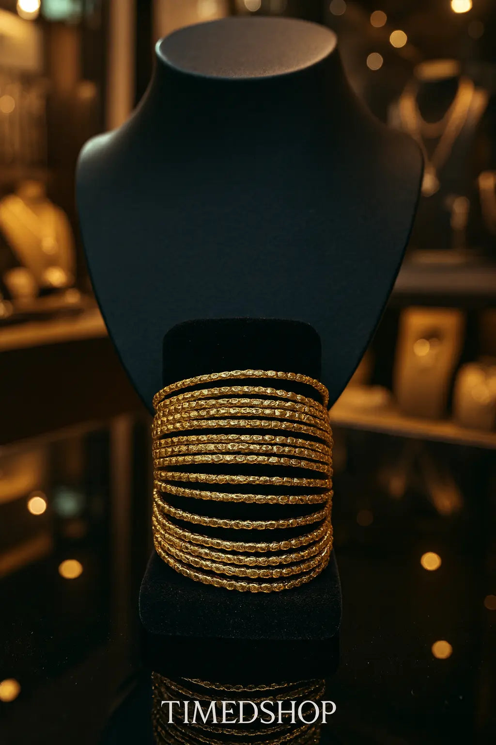 Bracelet Missia – Lot de joncs dorés texturés (édition intemporelle) Taille 12