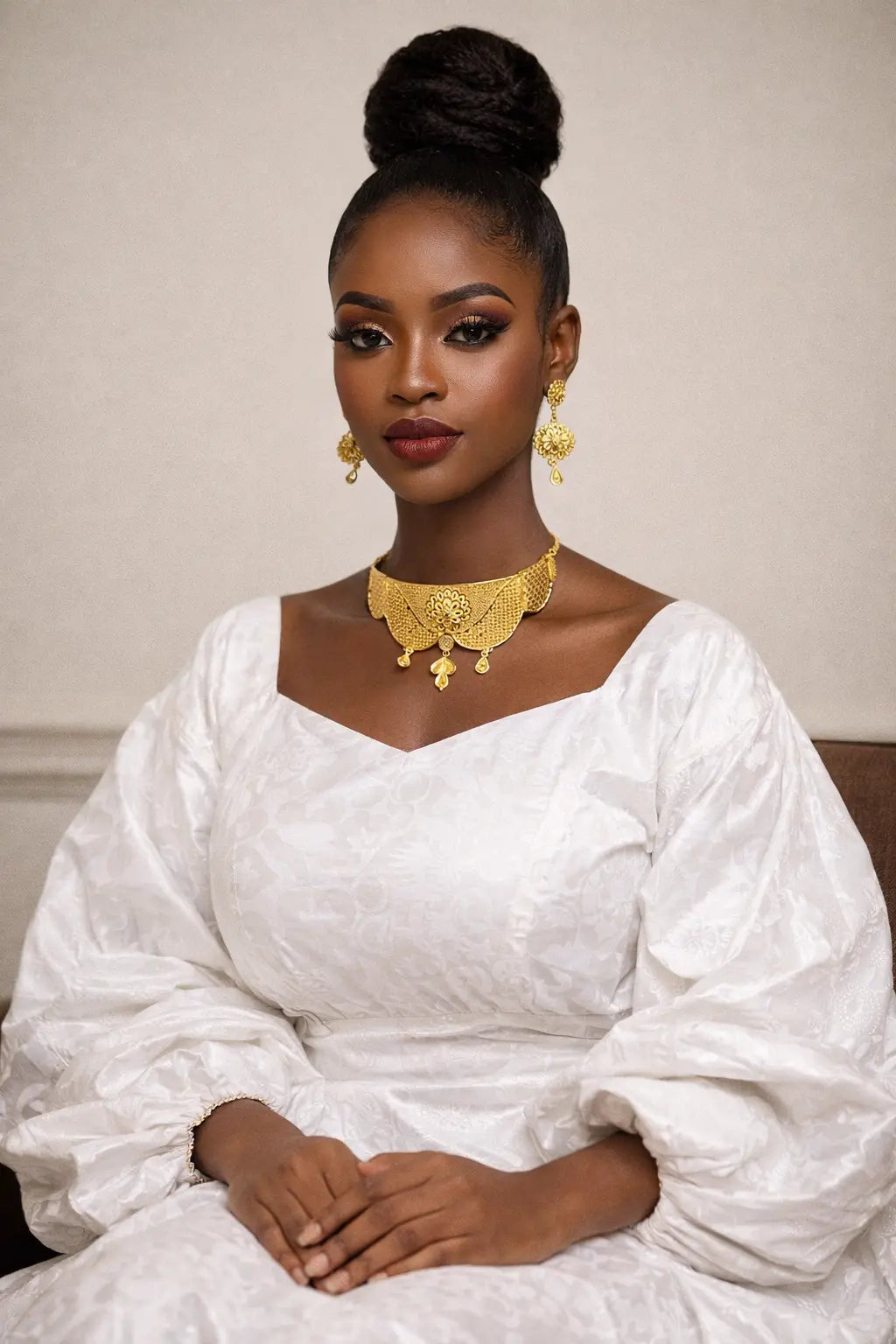 Parure Adja- Chocker- Ras de cou ornée , 3 g d'or Femme Chic