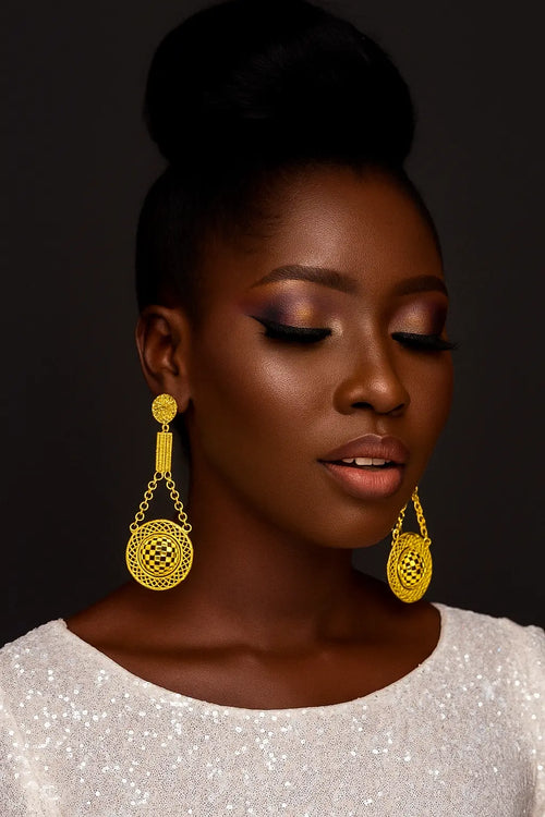 Boucle d'oreille Fadia-12cm-Plaque or 21k Gold