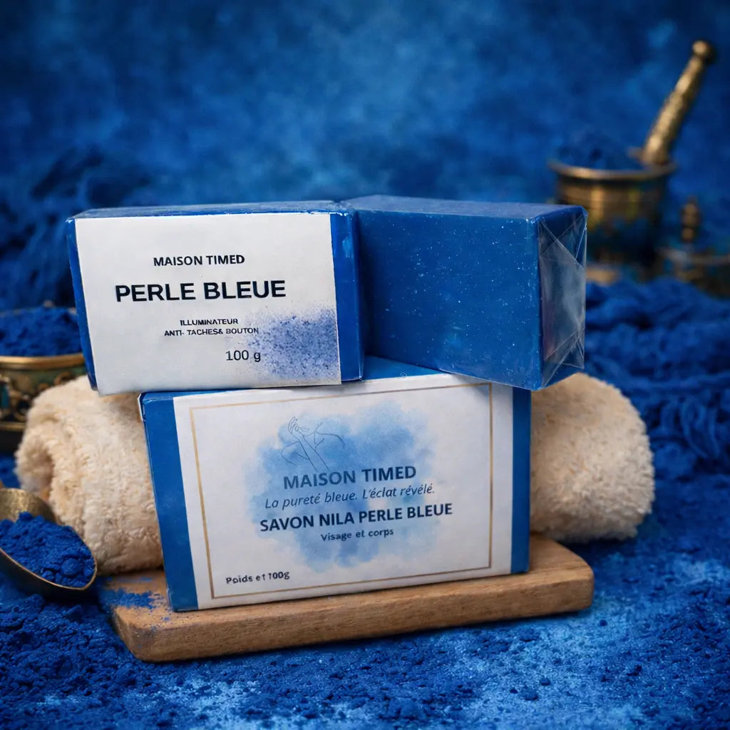 Pack 2 Savons Nila - Visage et Corps Perle bleue trésors du Maroc 🇲🇦