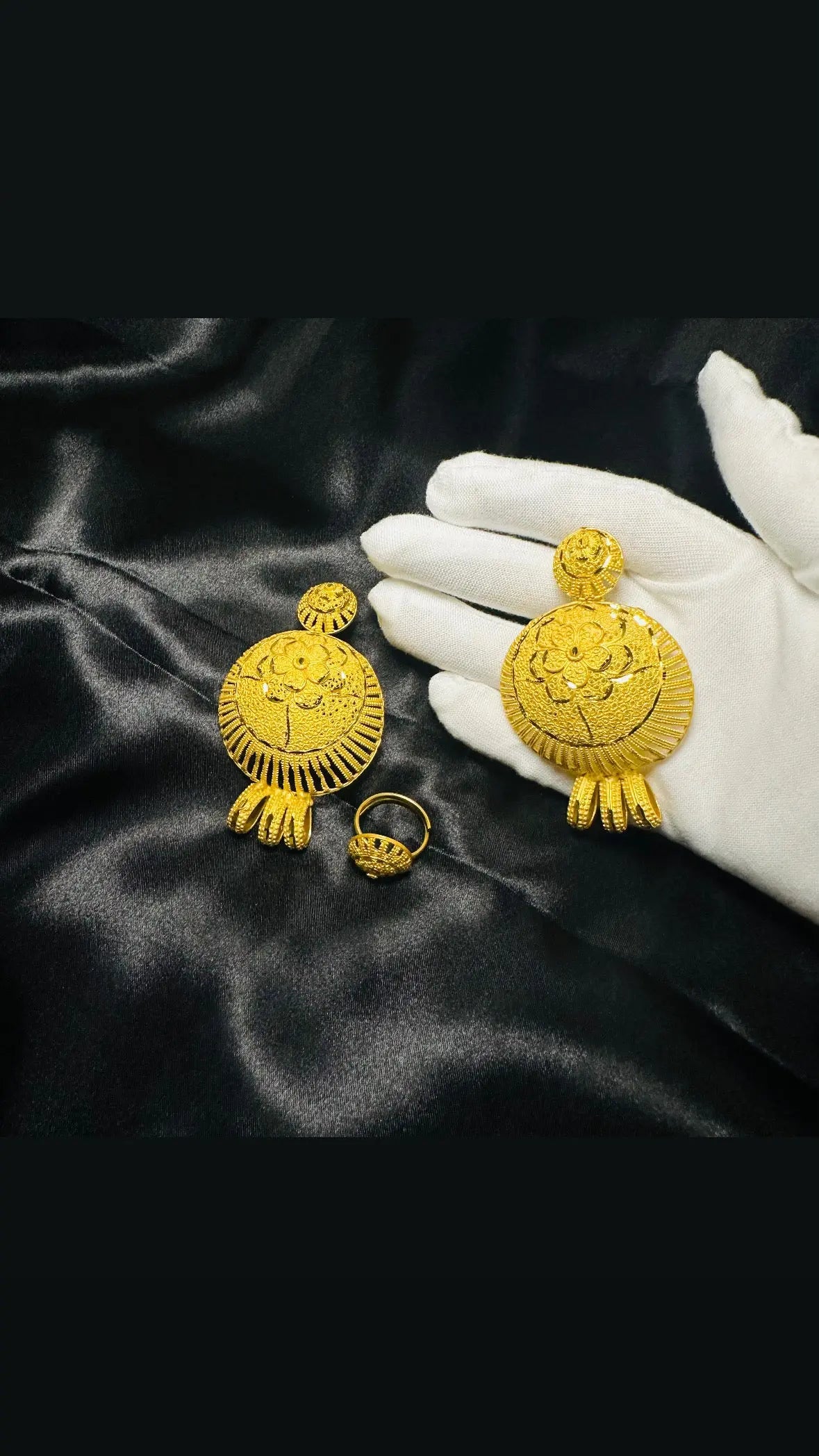 Boucle d'oreille Halima- Plaque or argent blanc - 7 cm