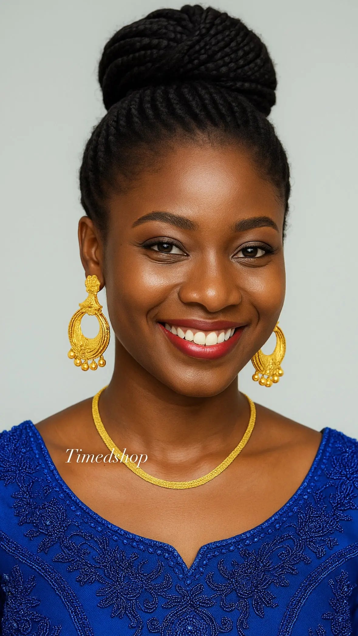 Boucle d'oreille longueur 5 cm Prestige Doussou-Chaîne Brillante-Dorée