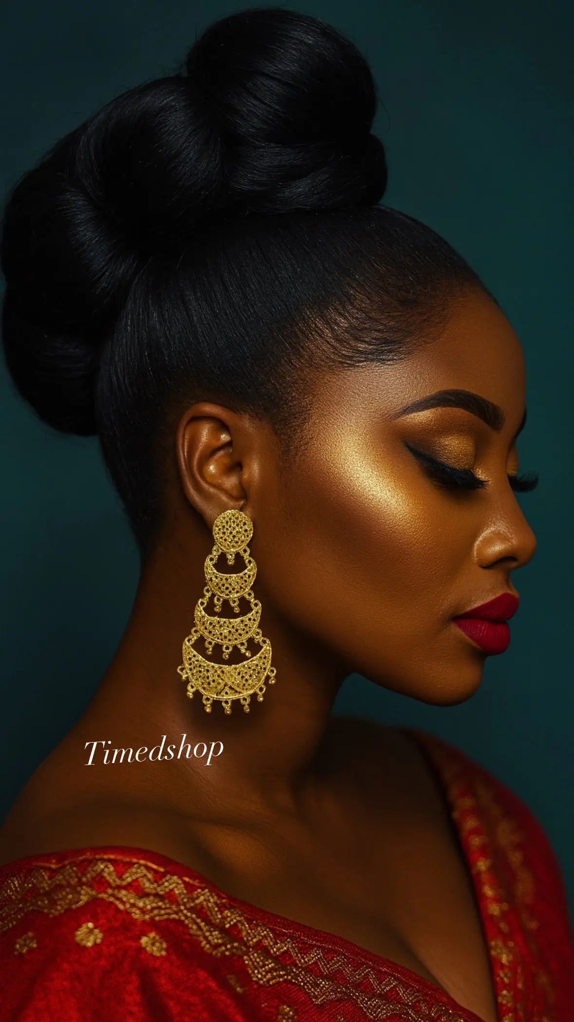 Boucles d'oreilles dorée - Amina-6cm longueur