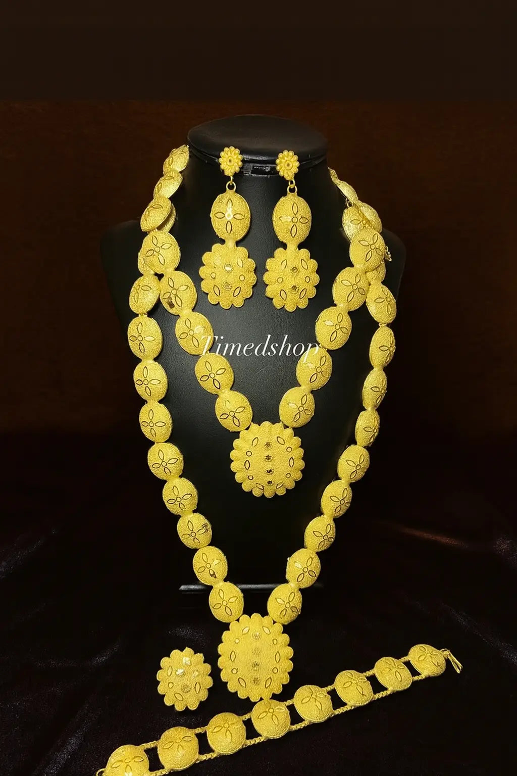 Parure Traditionnelle Dorée - Modèle “Iyanu” Argent blanc Plaqué or