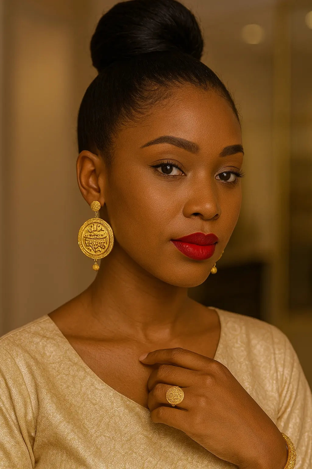 🌟 Boucles d’Oreilles Inoxydables Dorées – Tamatamani