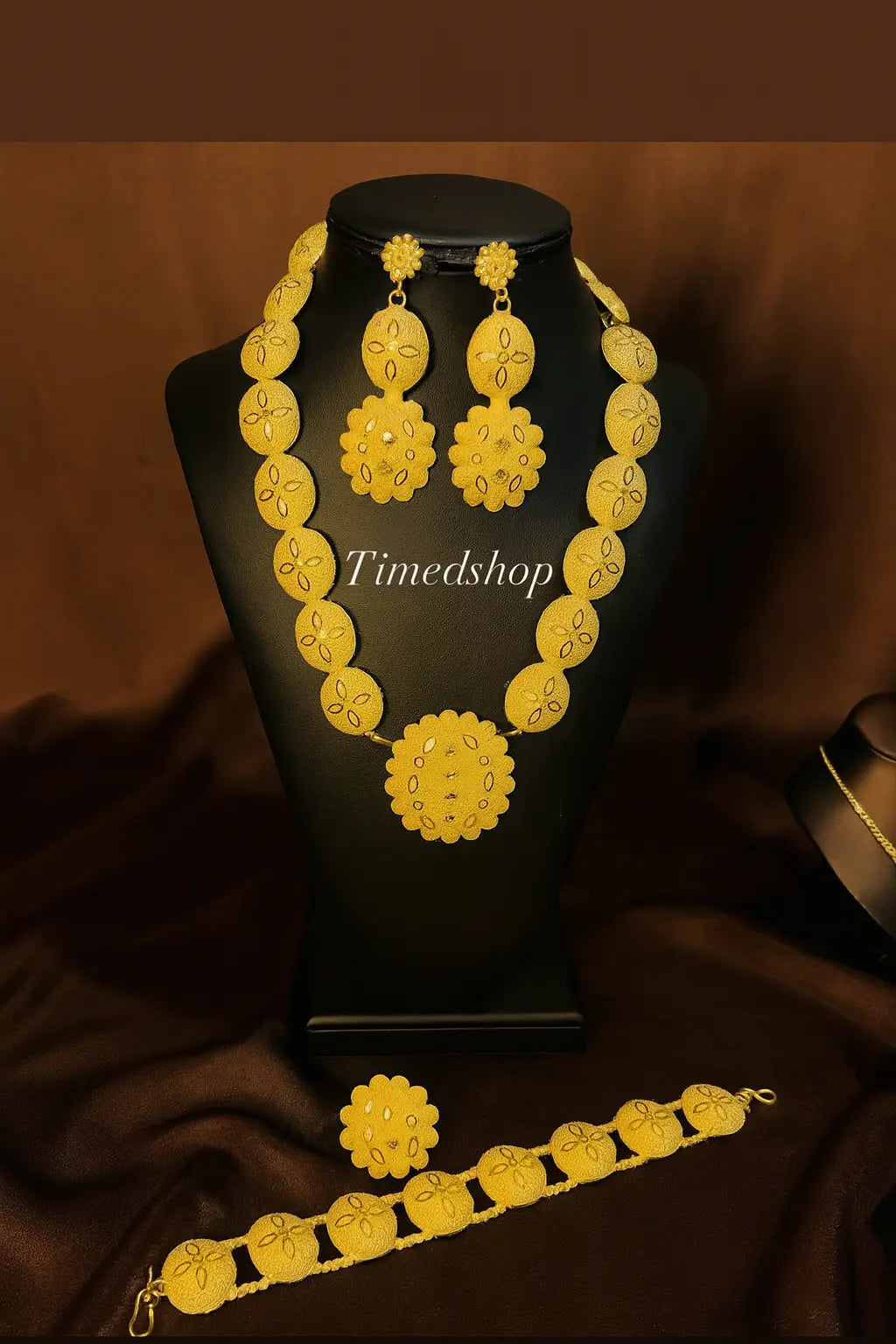 Parure Traditionnelle Dorée - Modèle “Iyanu” Argent blanc Plaqué or