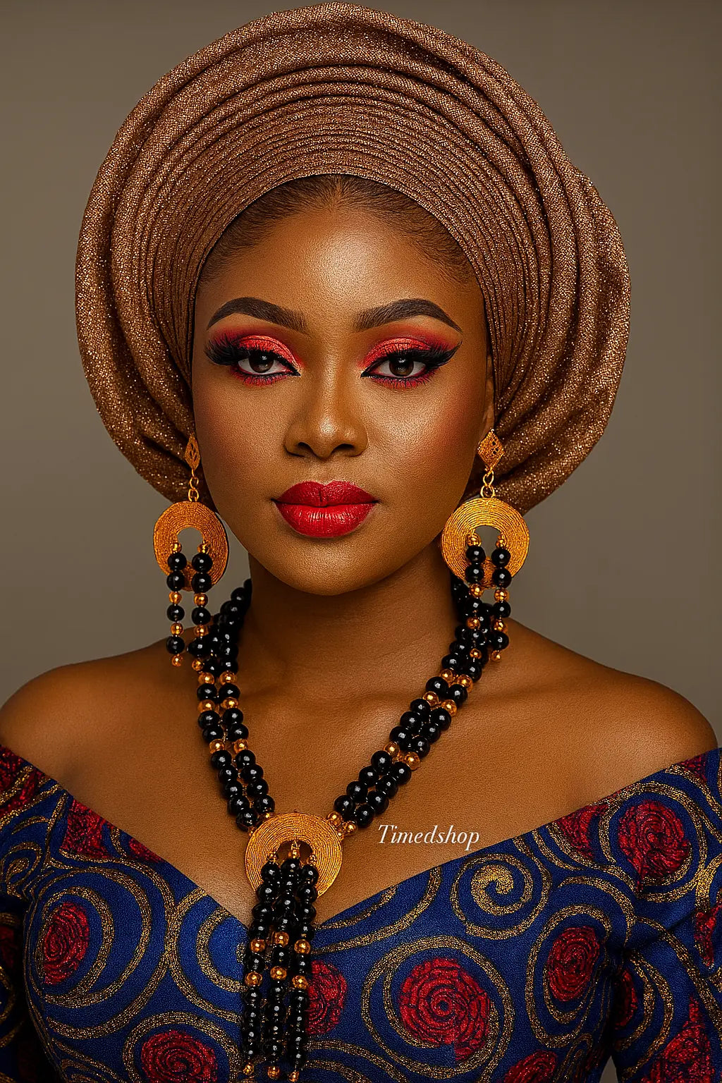 Parure Royale “Ébène & Or” – Ensemble Collier, Boucles, Bague