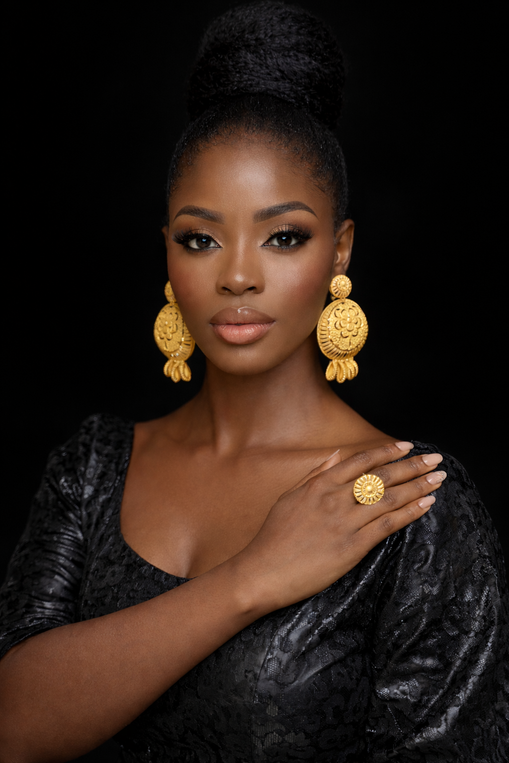 Boucle d'oreille Halima- Plaque or argent blanc - 7 cm