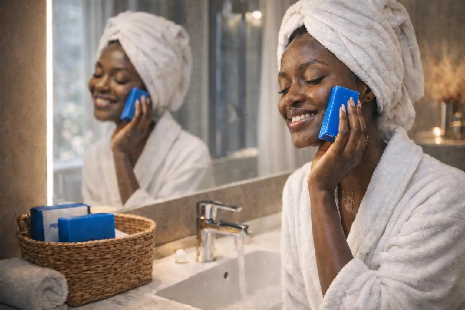 Pack 2 Savons Nila - Visage et Corps Perle bleue trésors du Maroc 🇲🇦