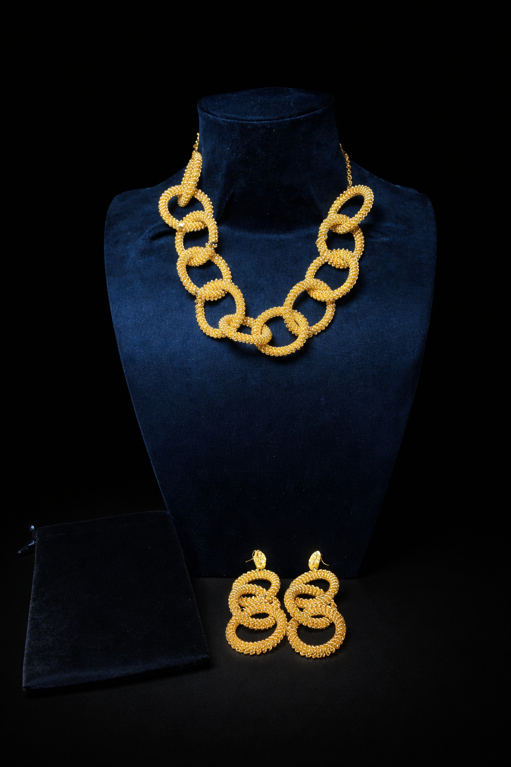 Parure Diakhoumba – Djolokho Plaqué or Garantie Chic- Or rouge Orangé- Colliers& Boucle d'oreilles