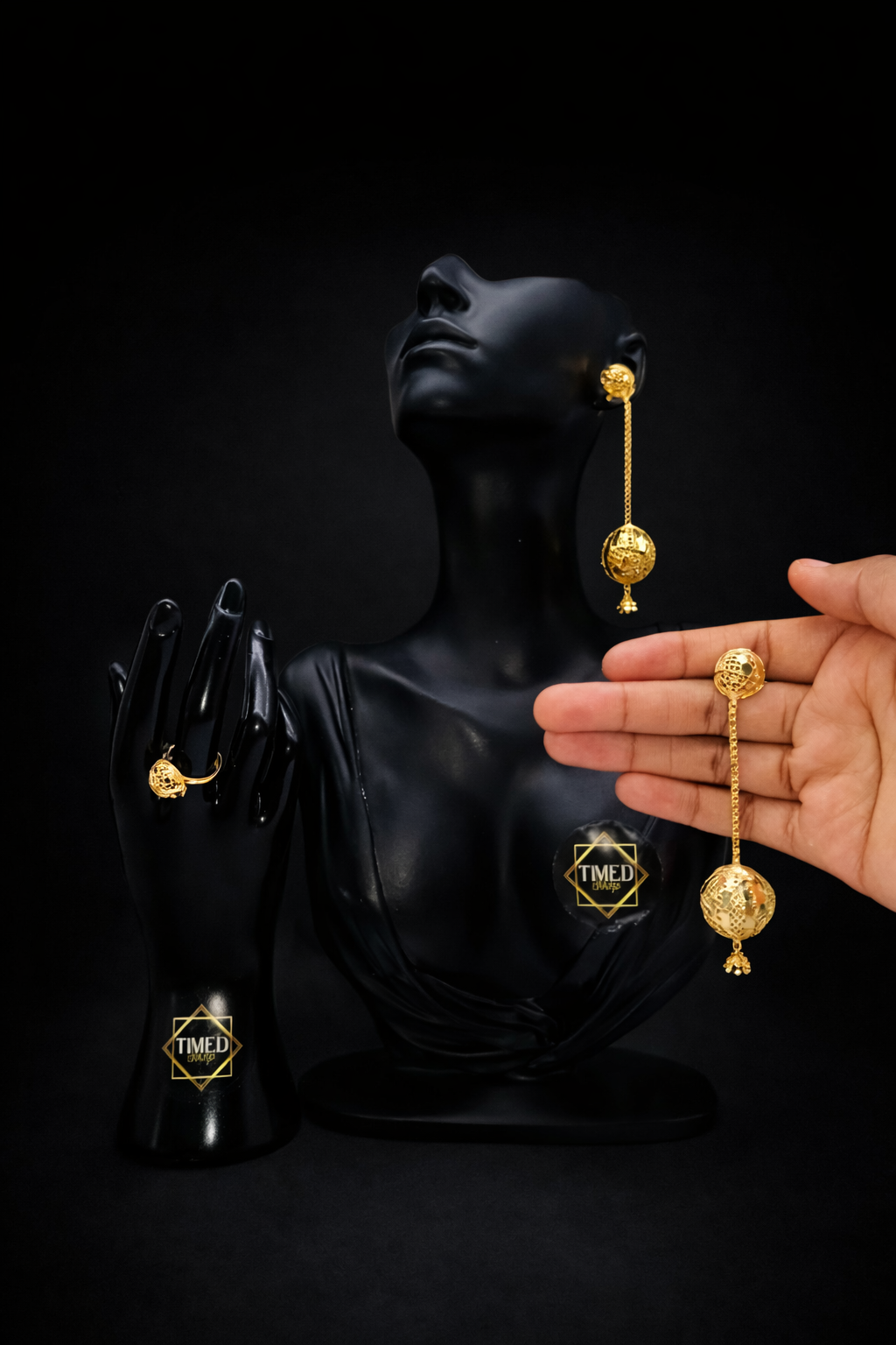 Boucle d'oreille Koumba-Brillance dorée - 5 cm