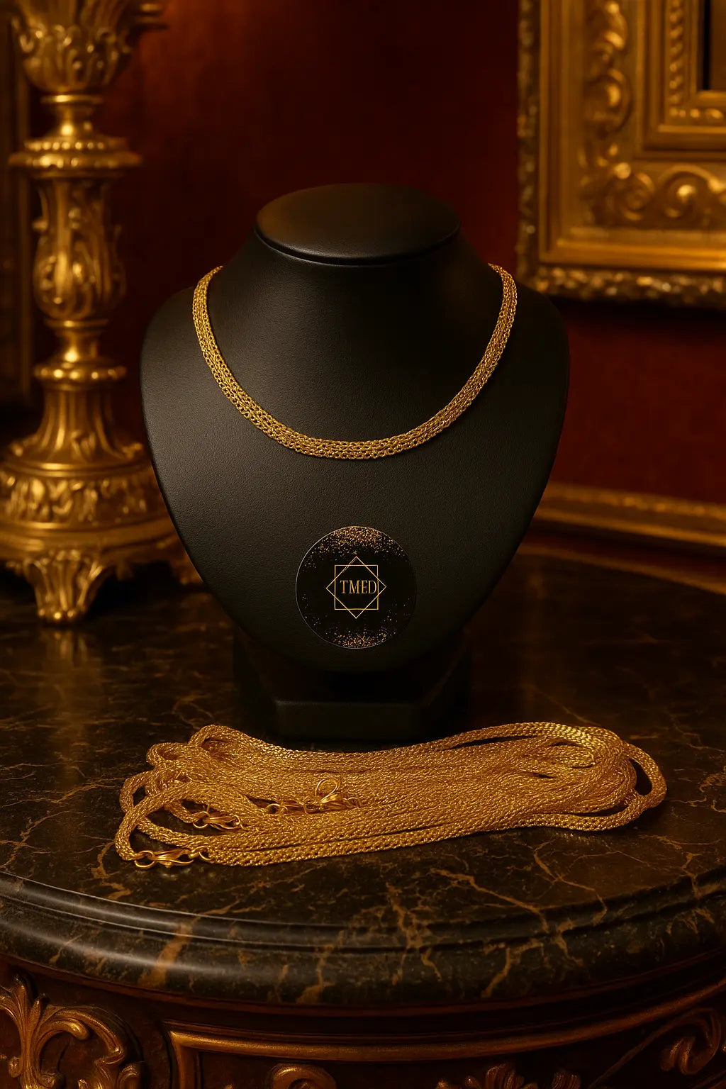 Tour de cou Maille doré tressé – Élégance intemporelle