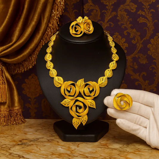 Parure Royale Roseraie – Plaqué Or 21K