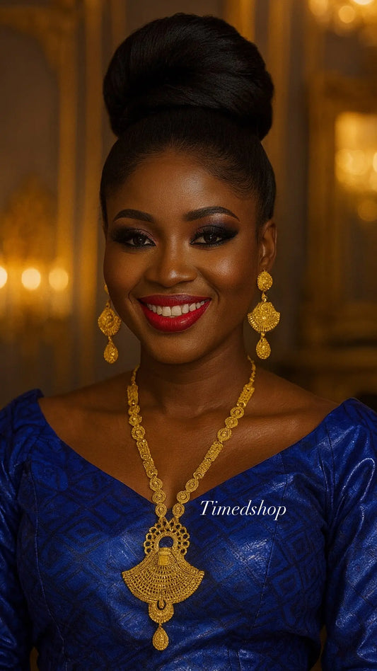 Parure Fania – Collier et boucles d’oreilles plaqué or