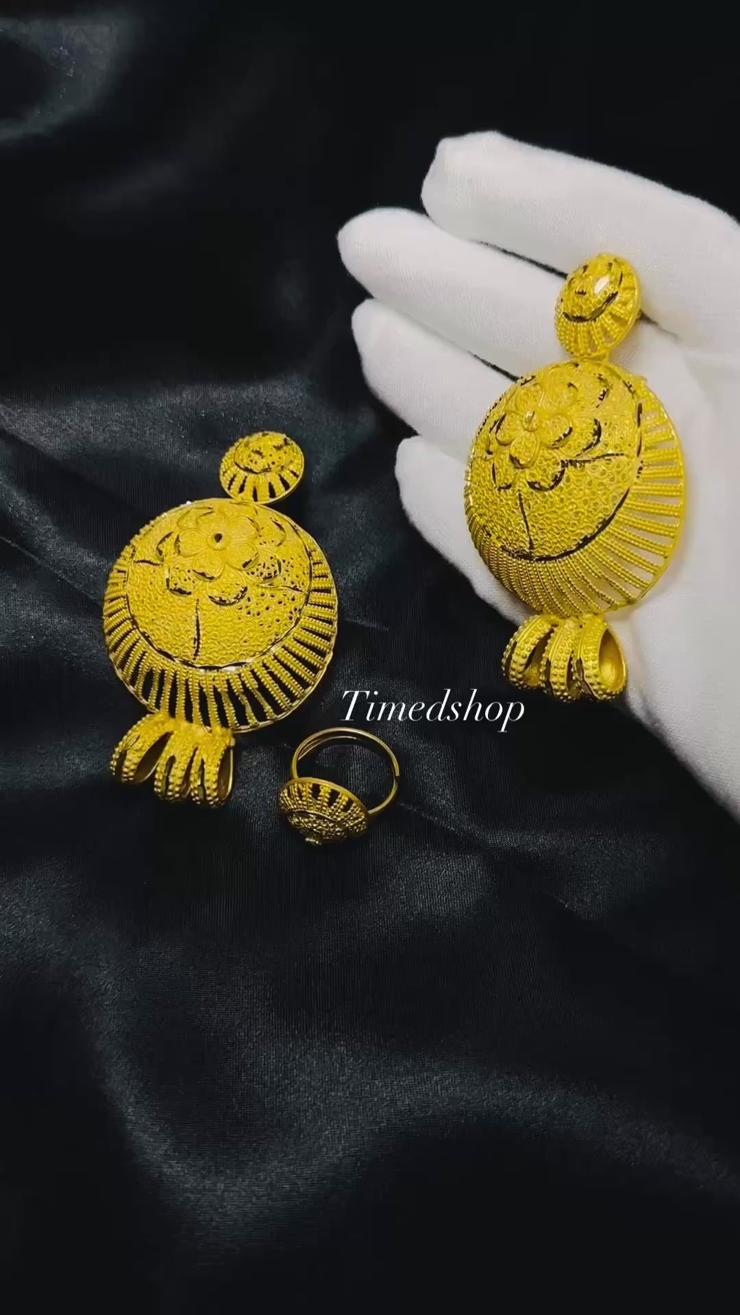 Boucle d'oreille Halima- Plaque or argent blanc - 7 cm