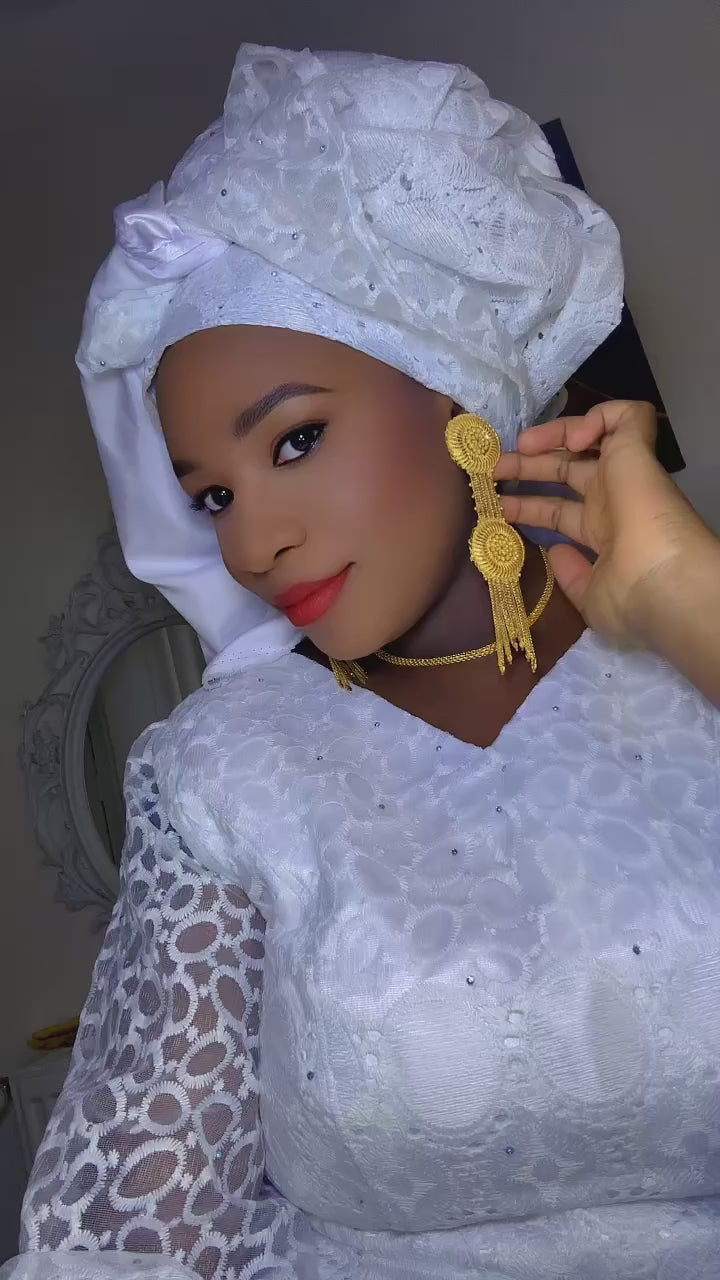 Boucles d’oreilles africaines longues – Plaqué Or 21K Akua